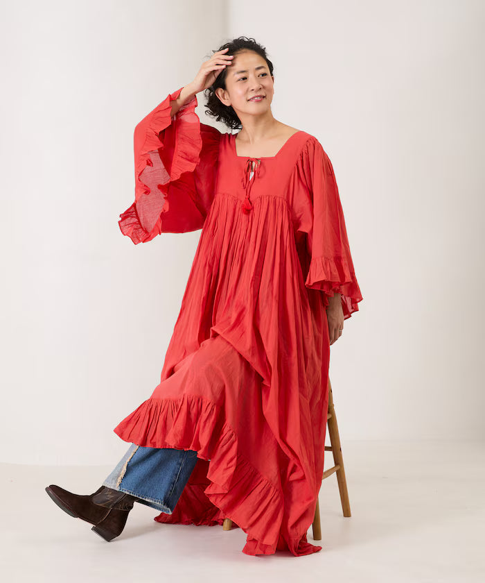 India Square Neck Frilled Dress