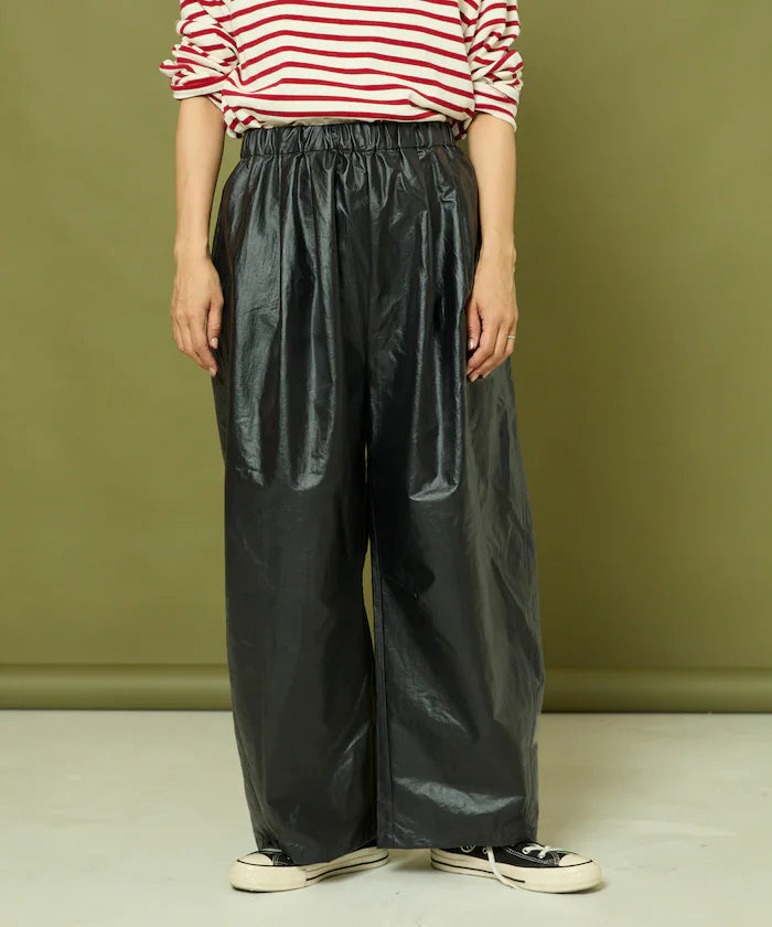 Leatherette Easy Tuck Pants
