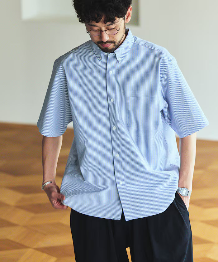 AIRDRY HIGH TECHYARN high-performance material oxford button-down shirt short sleeve moisture-wicking quick-dry