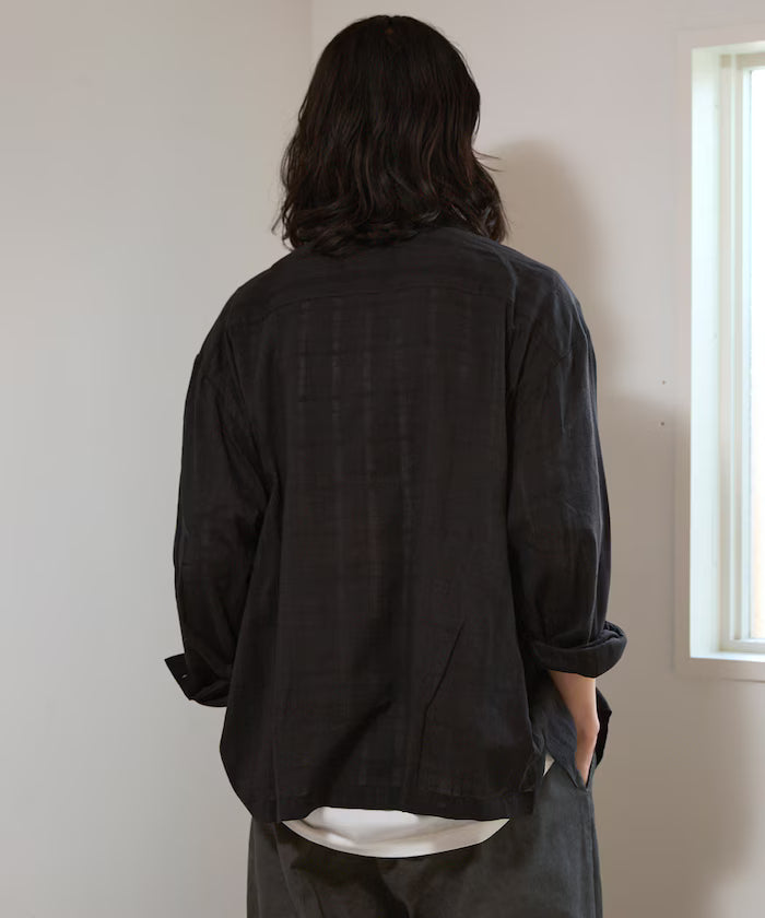Dobby Woven Long Sleeve Open Collar Shirt / Big Silhouette
