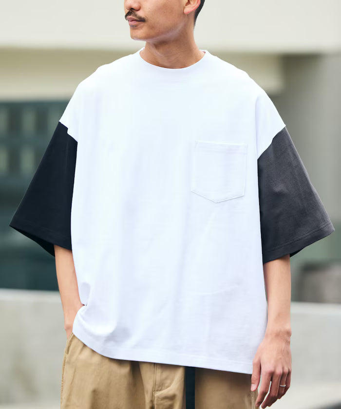 9 oz Heavyweight Big Silhouette Crew Neck Pocket T-Shirt / Heavyweight [Limited Edition] - White Crazy