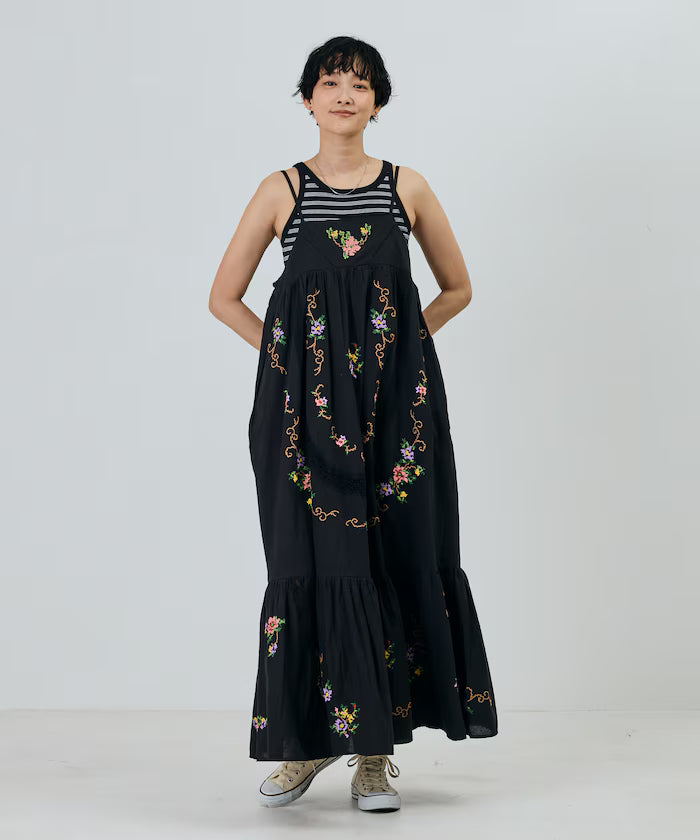 India Flower Cross Stitch Lace Camisole Dress