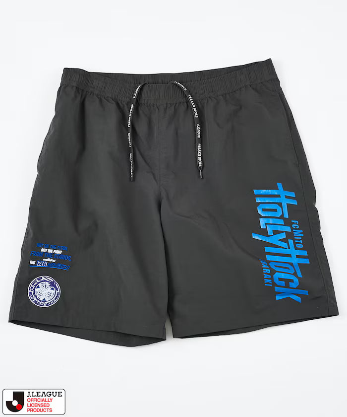 [May 15, 12:00 Sale Start] J.LEAGUE × FREAK'S STORE Limited SUPPORTERS NYLON SHORTS [Mito Hollyhock] - Charcoal Gray