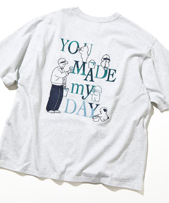 tombonia/Tombo nia Back Print Crew Neck T-Shirt/YOU MADE MY DAY