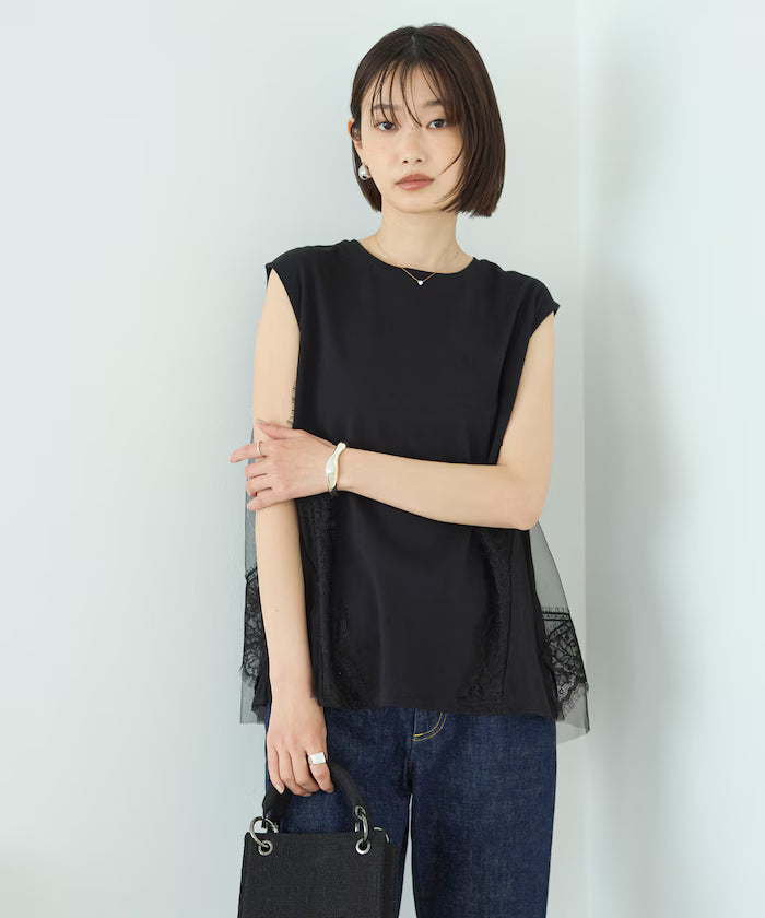 Organic Cotton Tulle Lace Docking Top