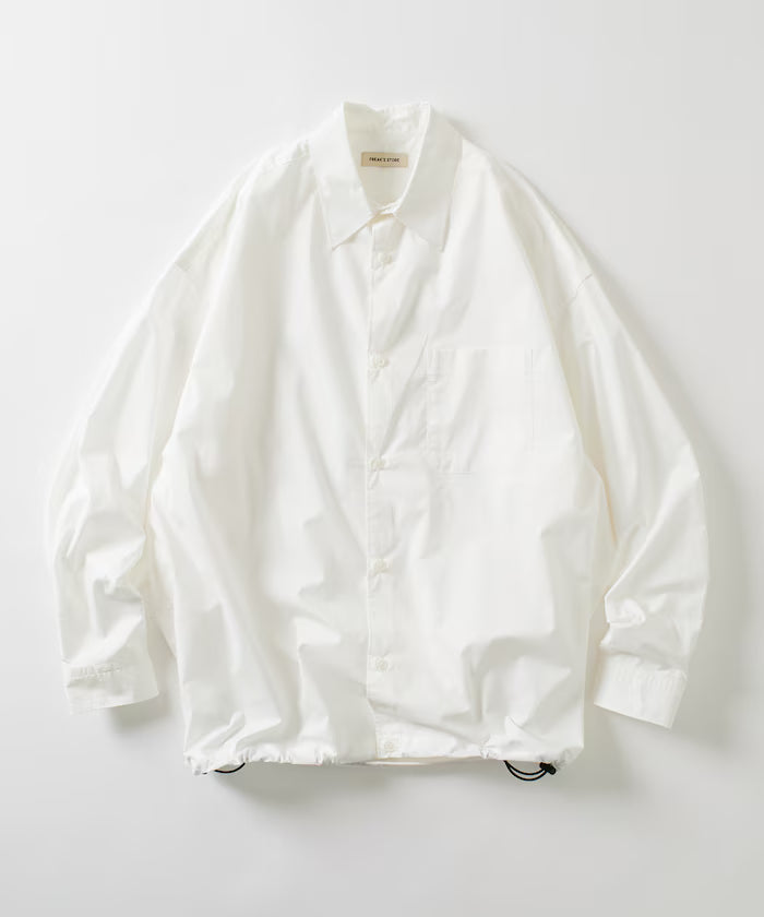 Wide Silhouette Spindle Regular Color Shirt / Hem Code 【Limited Edition】 - White