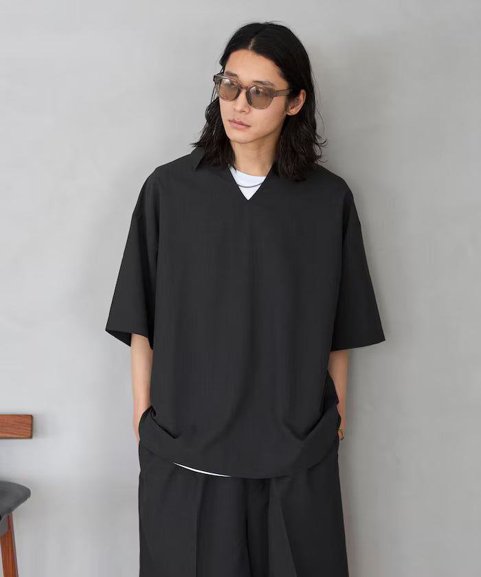 Functional Fabric Pullover Short Sleeve Shirt Set 3-piece Set / Washable / UV Cut / Quick Dry / Cool Touch