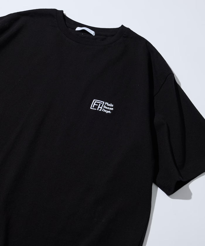 6 Ounce Front Logo Embroidered Crew Neck T-Shirt / One Point Design T-Shirt LEFT CHEST EMBROIDERY PSD - Black