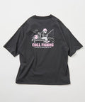 Limited Edition Relaxed Fit Back Print Crew Neck T-Shirt CHILL FISHING MAN - Charcoal Gray