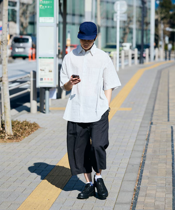 Relax Fit Regular Collar Sheer Seersucker Short Sleeve Shirt 【Limited Edition】