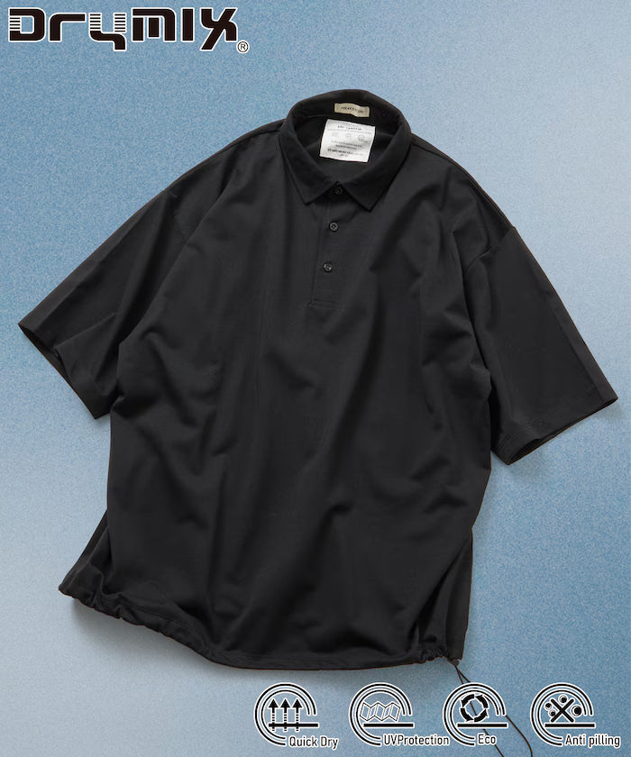 Limited Edition Drymix(R) Dry Mix Relaxed Fit Hem Code Polo Shirt Quick Dry UV Cut - Black