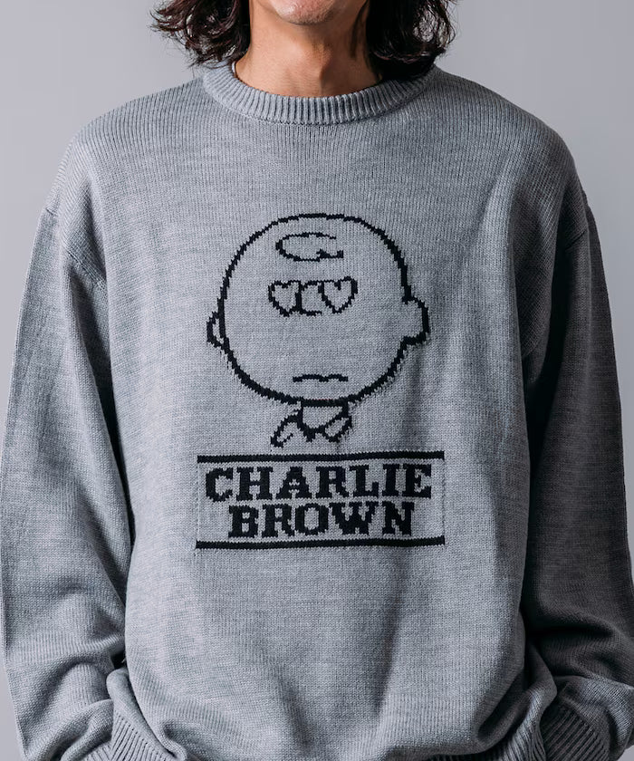 PEANUTS/Peanuts Exclusive Relaxed Fit Jacquard Crewneck Knit / Charlie Brown [Limited Edition]