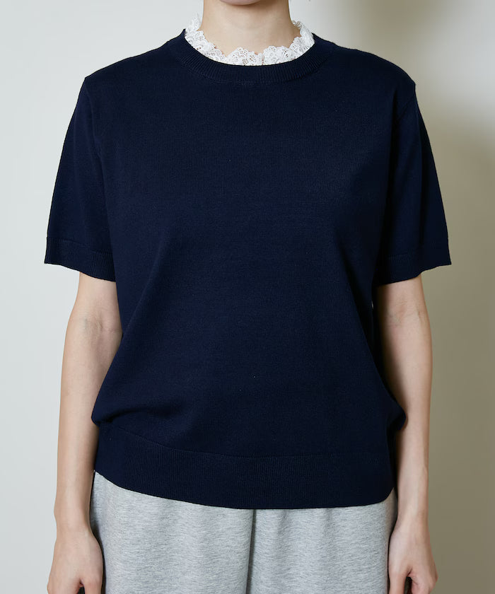 Lace Docking Short Sleeve Knit Top Limited Edition