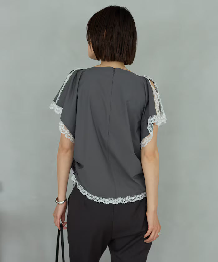 Handkerchief Sleeve Shirring Blouse