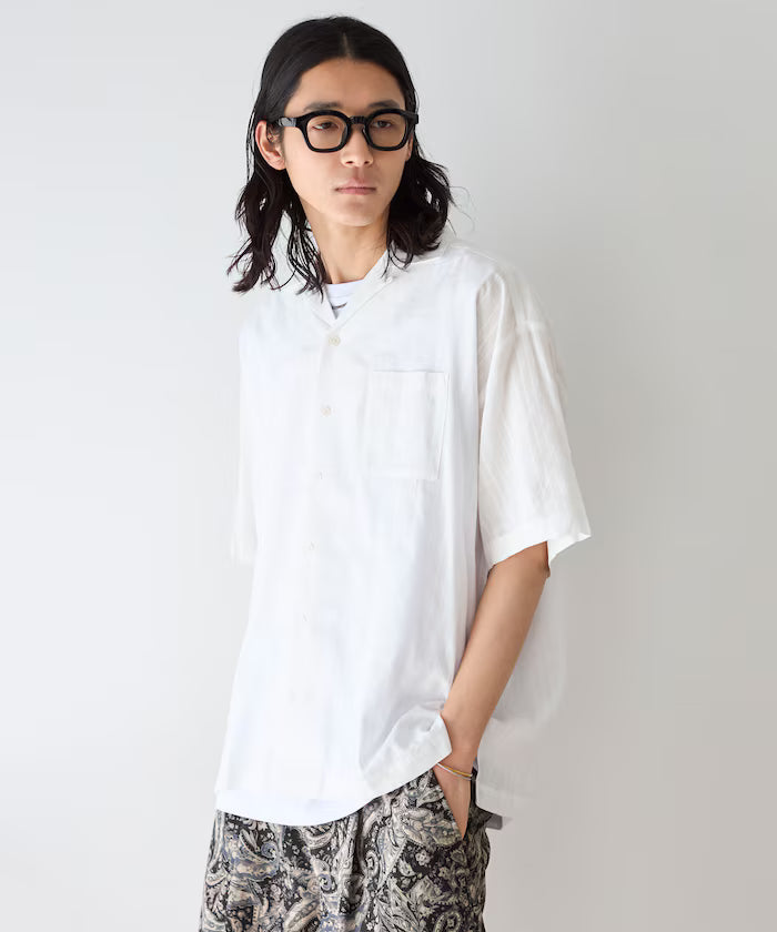 Dobby Weave Short Sleeve Open Collar Shirt / Big Silhouette