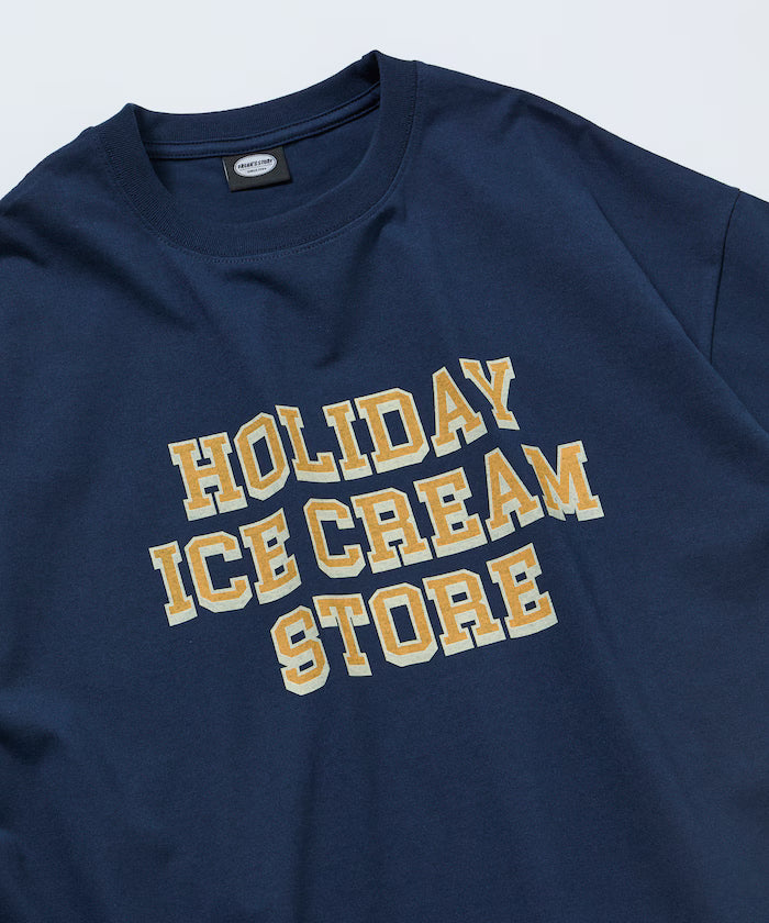 HOLIDAY ICECREAM×FREAK'S STORE Limited Edition Big Silhouette College Print Crew Neck T-Shirt