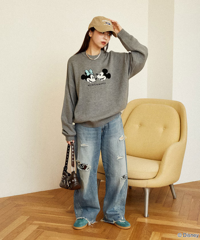 Mickey Mouse & Minnie Mouse/Mickey Mouse & Minnie Mouse/Sagara Embroidery Oversized Knit Limited Edition
