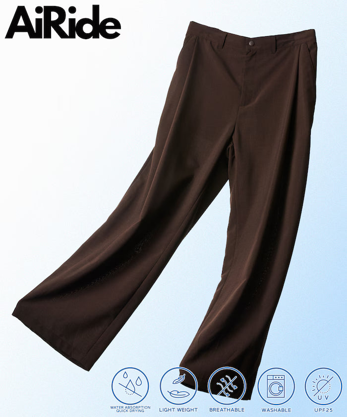 AiRide/Wide Silhouette Pocketable Tuck Slacks Pants/Quick-dry/UV Cut [Limited Edition] - Brown