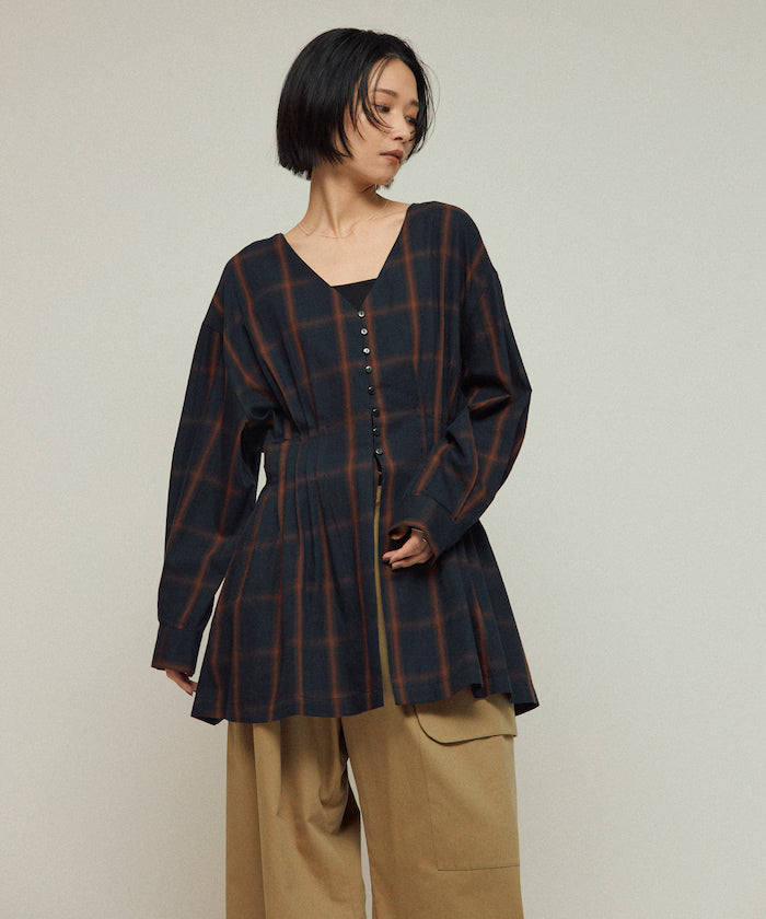 Ombre Check Tuck Shirt / Tunic