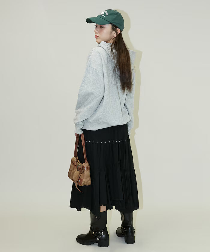 Studded Asymmetrical Tiered Skirt Limited Edition