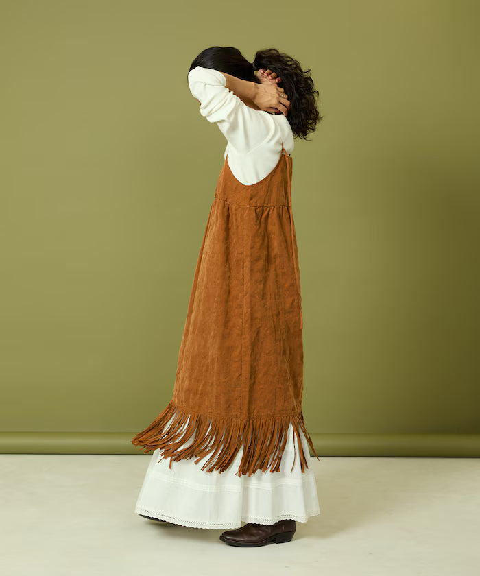 Fade-Processed Fringe Mini Dress