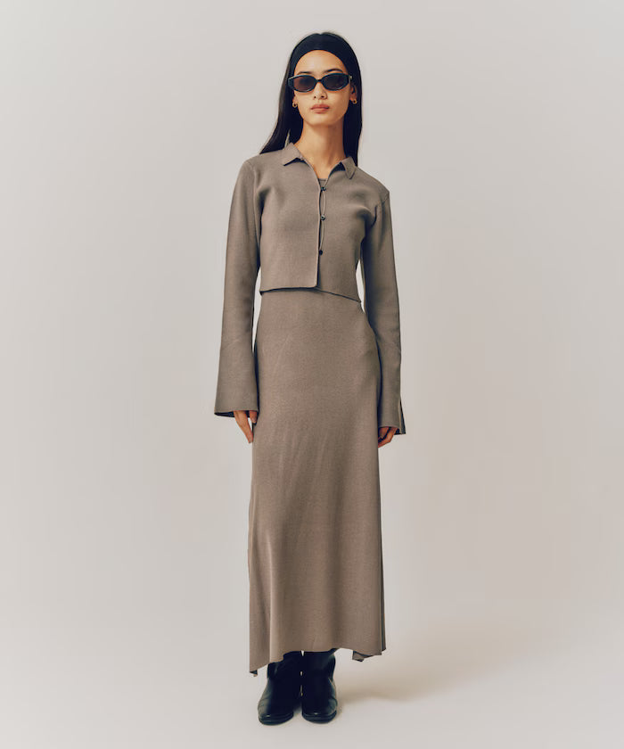 Functional Fabric Silk Blend Knit Ensemble Dress / Anti-Pill / Machine Washable