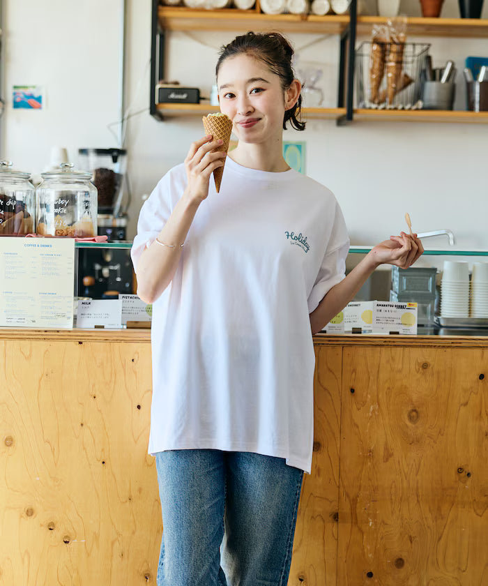 HOLIDAY ICECREAM×FREAK'S STORE Collaboration Big Silhouette Back Print Crew Neck T-Shirt [Limited Edition]