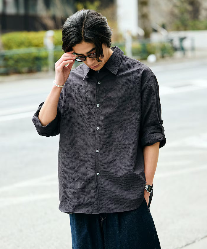 AiRide/Air Ride Relax Fit 2WAY Roll Up Sheer Seersucker Shirt/Pocketable/Quick Dry/UV Cut [Limited Release]