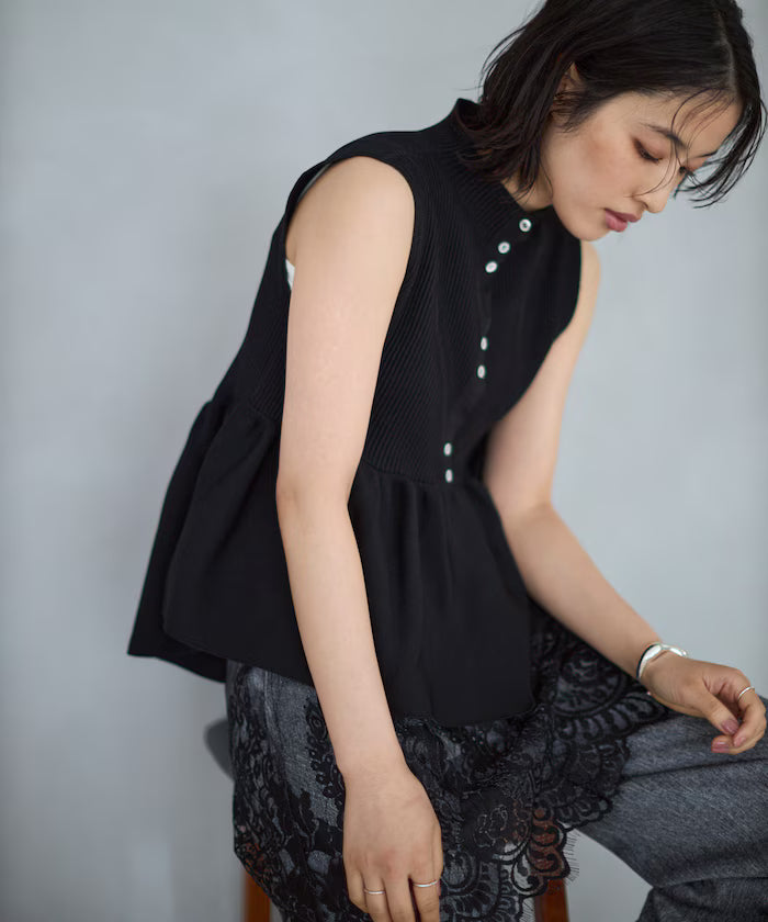 Japan-made Whole Garment Peplum Vest
