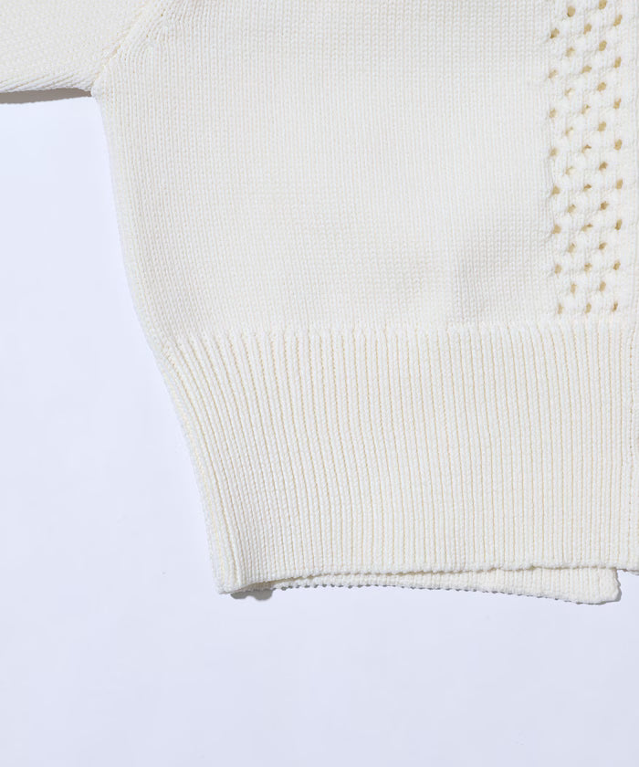 Variation Button Volume Sleeve Cable Knit Cardigan