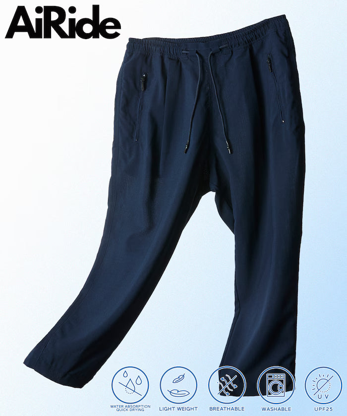 AiRide/Air Ride Semi-Wide Silhouette Cropped Easy Pants/Pocketable/Quick-Dry/UV Cut 【Limited Edition】 - Navy