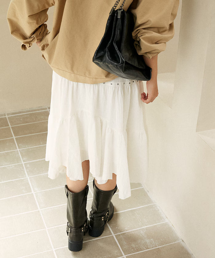 Studded Asymmetrical Tiered Skirt Limited Edition