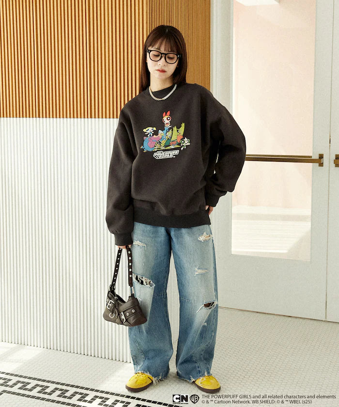 The Powerpuff Girls Front Art Crew Neck Sweatshirt Limited Edition