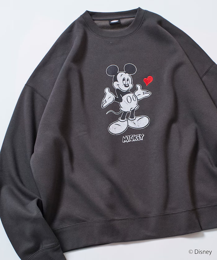 DISNEY/Mickey Mouse/Custom Crew Neck Printed Sweatshirt/Heart [Limited Edition]