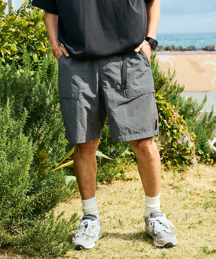 Relaxed Fit Recycled Nylon Webbing Belt Shorts