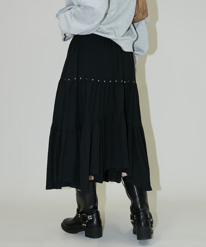 Studded Asymmetrical Tiered Skirt Limited Edition