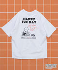 PEANUTS/Peanuts Exclusive Big Silhouette Back Print Crew Neck T-Shirt/HAPPY FUN DAY [Limited Release] - White