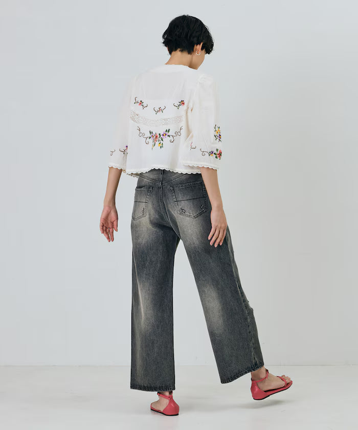 India Flower Cross Embroidery Lace Bolero