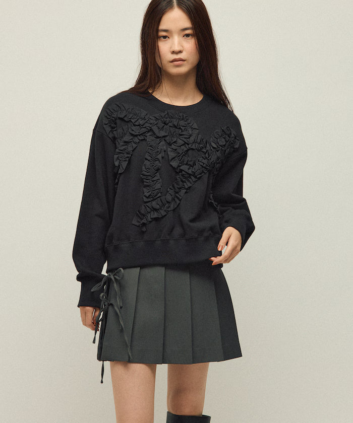 Organic Cotton Gather Ribbon Sweat / Relaxed Fit / French Terry Sweat