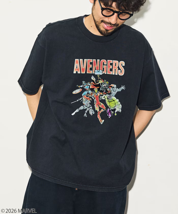 MARVEL/Marvel Avengers Crew Neck T-Shirt / Electrostatic Flock Processing