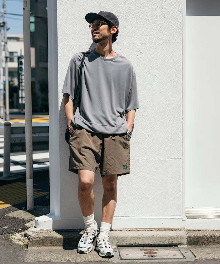 Functional Material Poncho Adjuster T-Shirt / Short Sleeve T-Shirt with Drawcord / Contact Cooling / UV Cut / Quick Dry