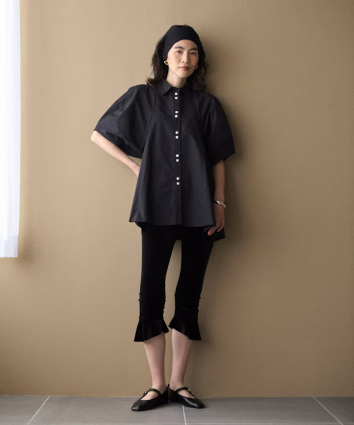 Switching Design Balloon Sleeve Shirt / 5-Minute Sleeve Blouse [Limited Edition]
