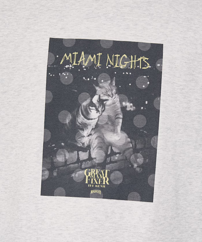 <Functional Material> MIAMI NIGHTS Cat Photo T-shirt Limited Edition