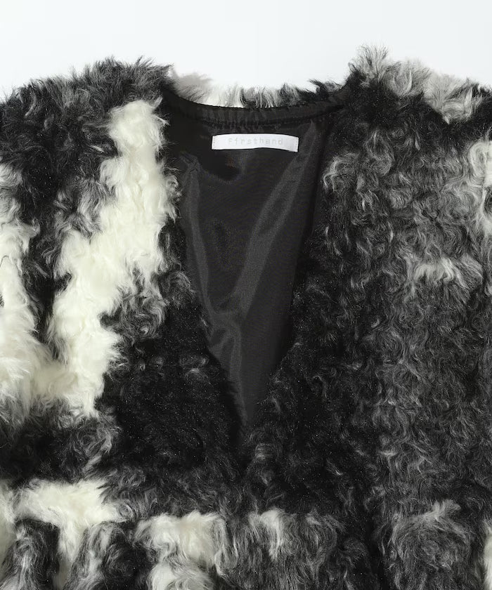 Peplum Silhouette Cow Print Fake Fur Vest