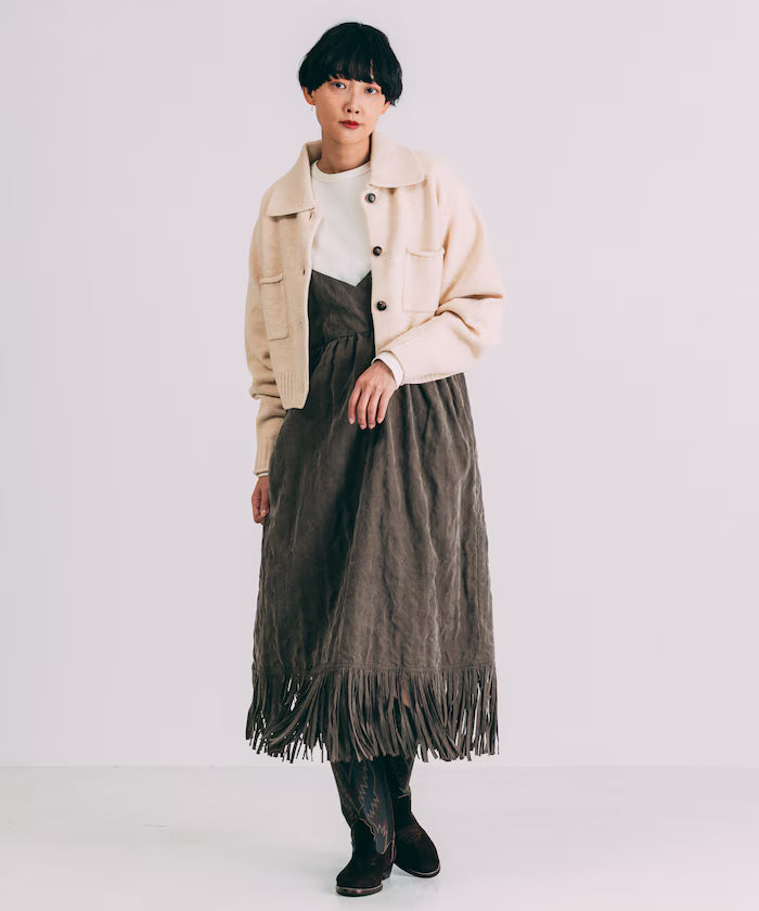 Fade-Processed Fringe Mini Dress
