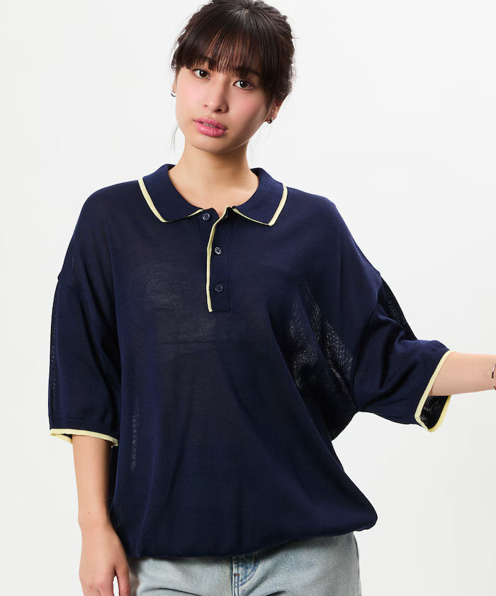 Limited Release Relaxed Fit Color Block Knit Polo Shirt