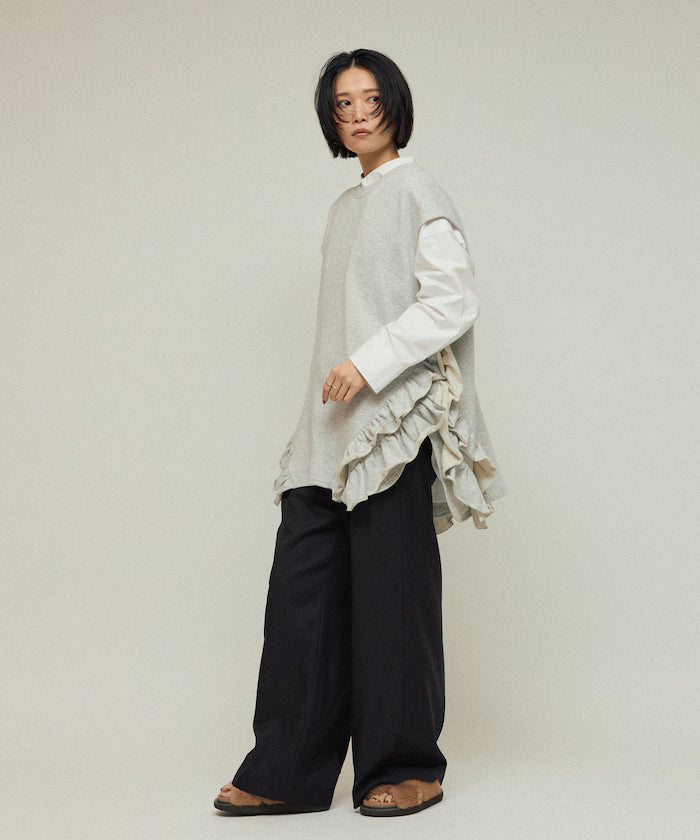 Organic Cotton Frill Hem Top / Relaxed Fit / French Terry Sweat / Best