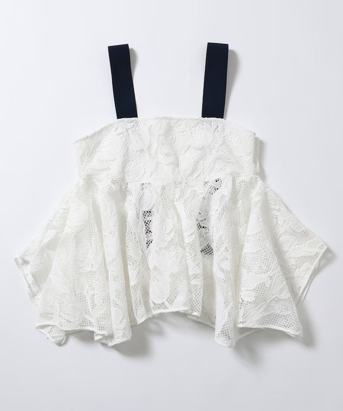 Flower Motif Batten Lace Iris Hem Camisole Top 【Limited Edition】
