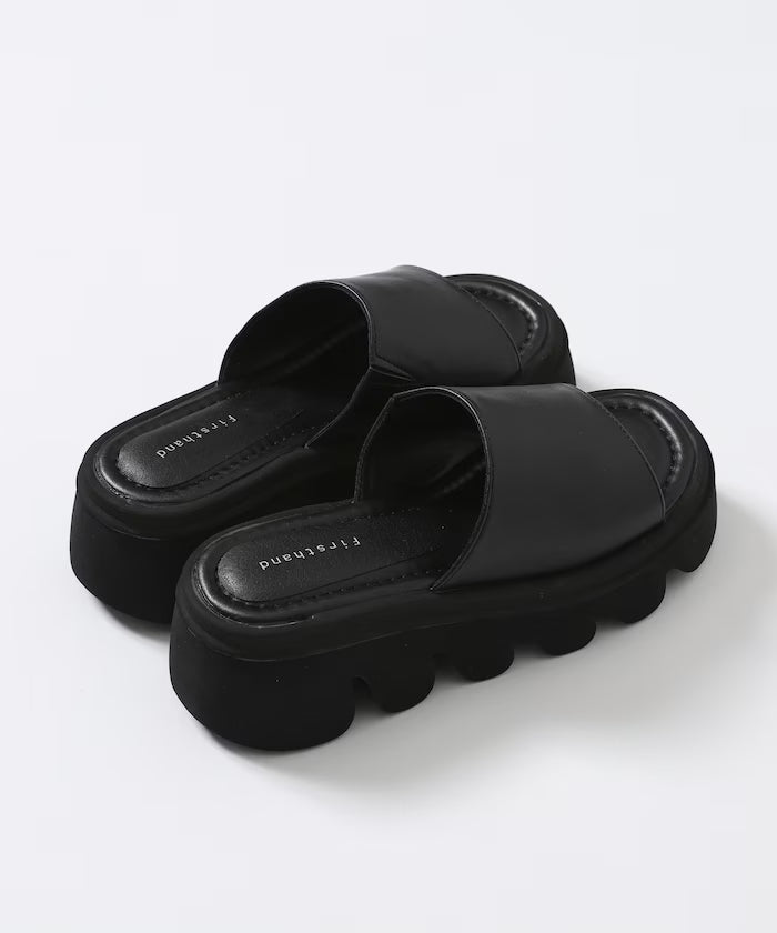 Volume Curved Sole Leatherette Covered Sandal
