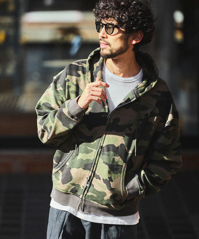 Chemical Wash Short Zip Hoodie